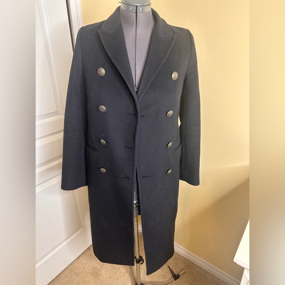 Babaton Navy Double-Breasted Pea Coat